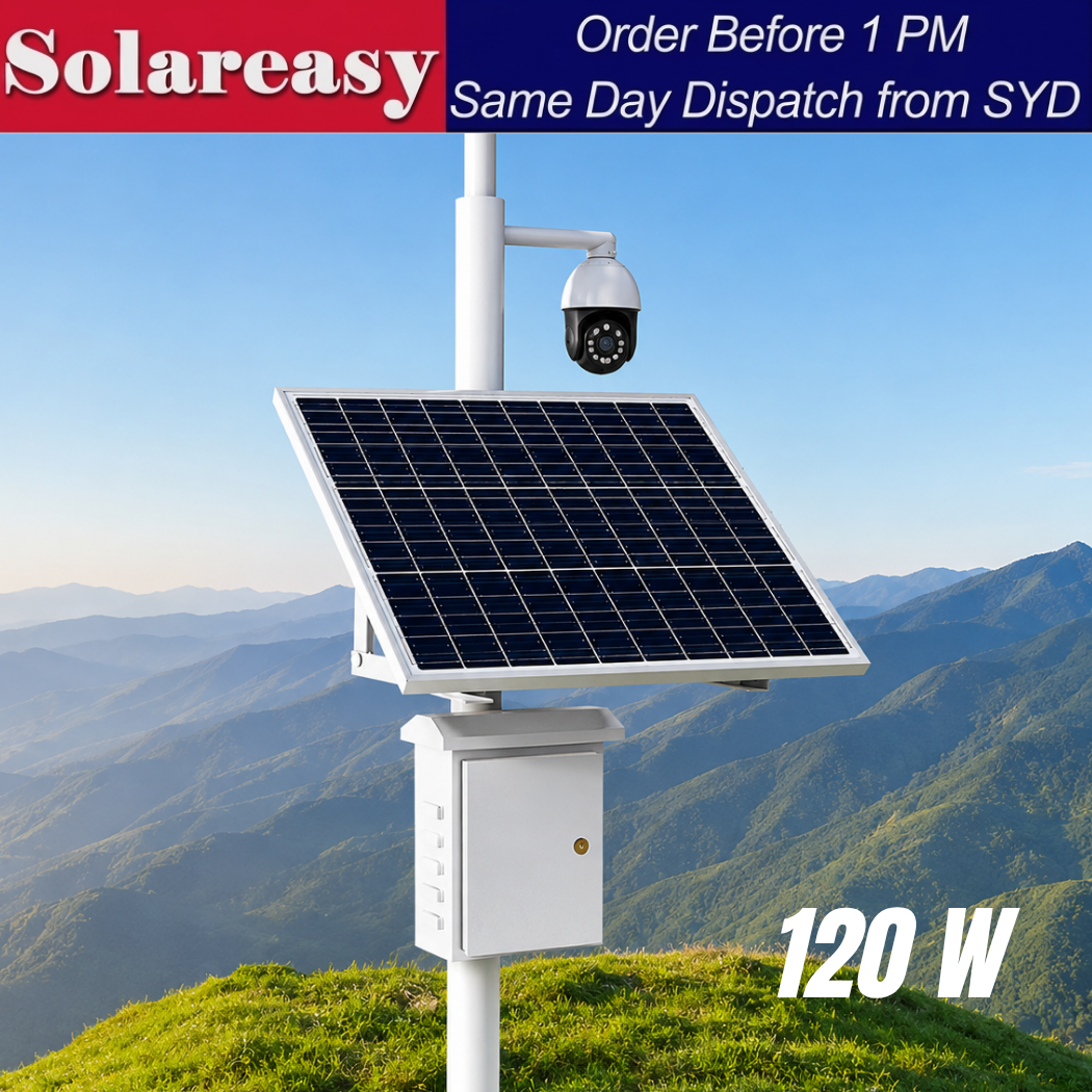 120W Solar Power System for Security Cameras 60AH Off Grid CCTV Power Kit