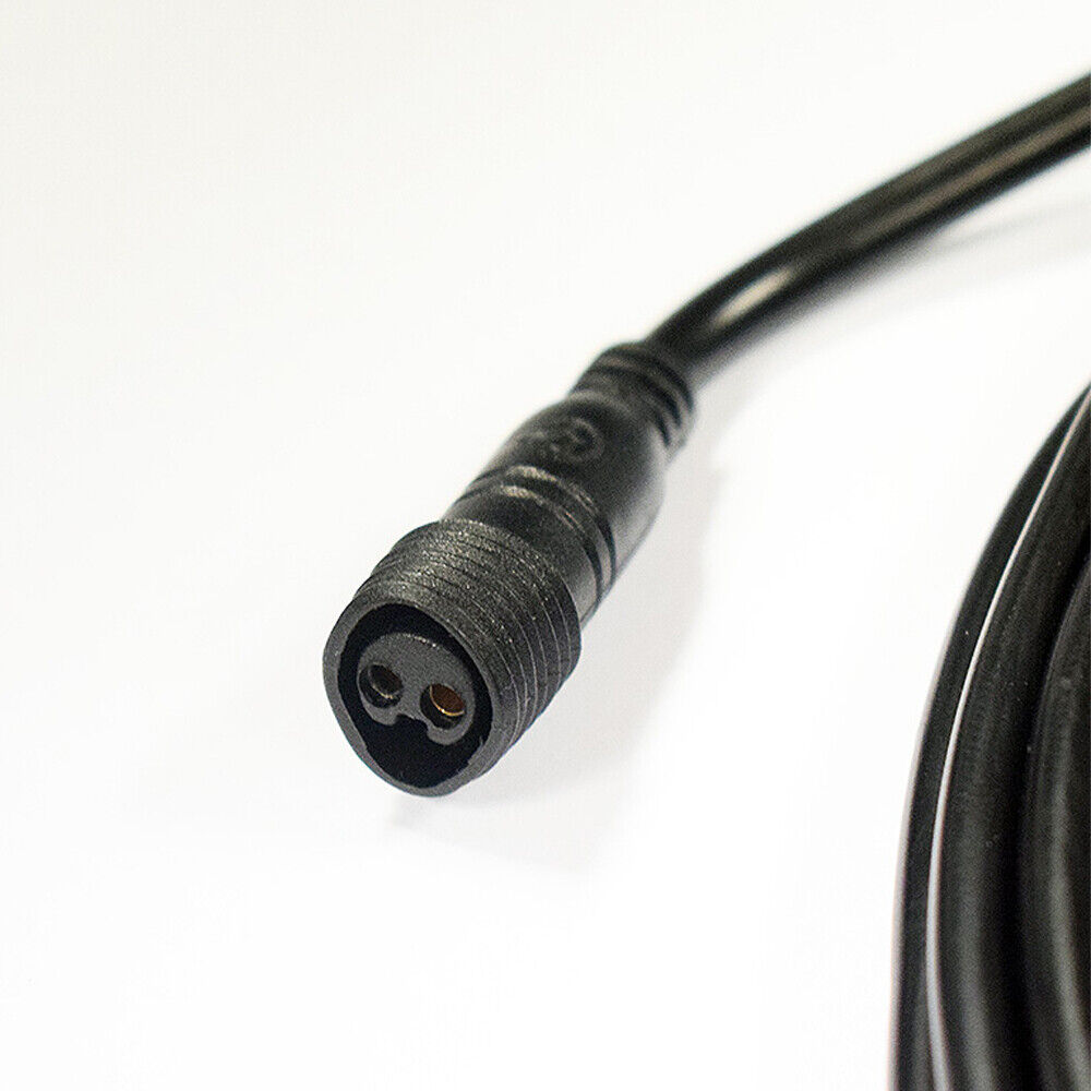 Detailed view of a 2-pin female replacement terminal plug ready to connect a high-efficiency solar floodlight kit.