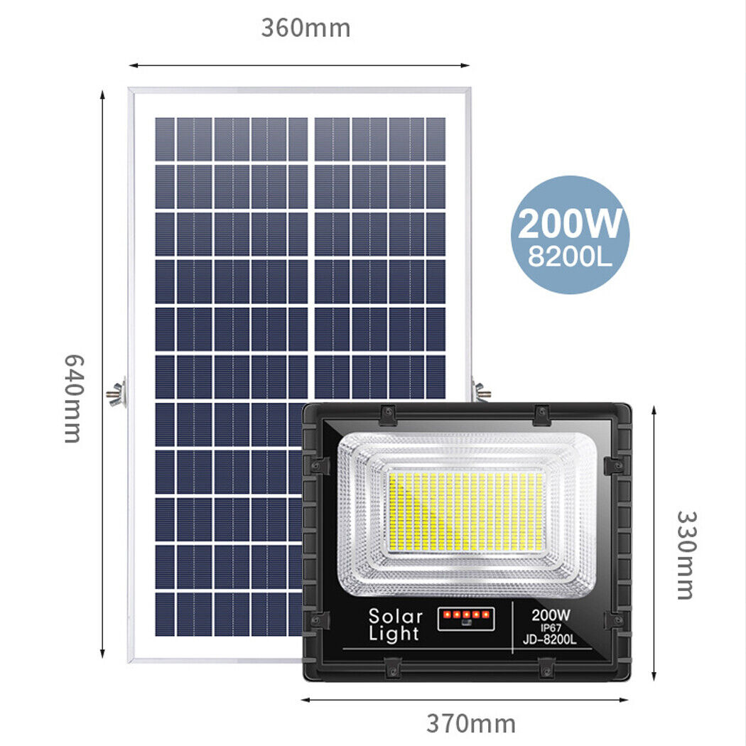 Experience powerful illumination with our 29700lm solar flood light featuring 400 SMD5730 LEDs. Effortlessly lights up 500m² with dusk-to-dawn automation & remote control. IP66 waterproof, wire-free, and built for all-weather reliability—perfect for gardens, ranches, and outdoor spaces!