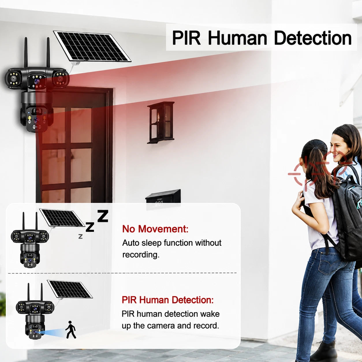 4G Solar Security Camera 6MP Triple Lens PTZ IP66 Night Vision V380Pro