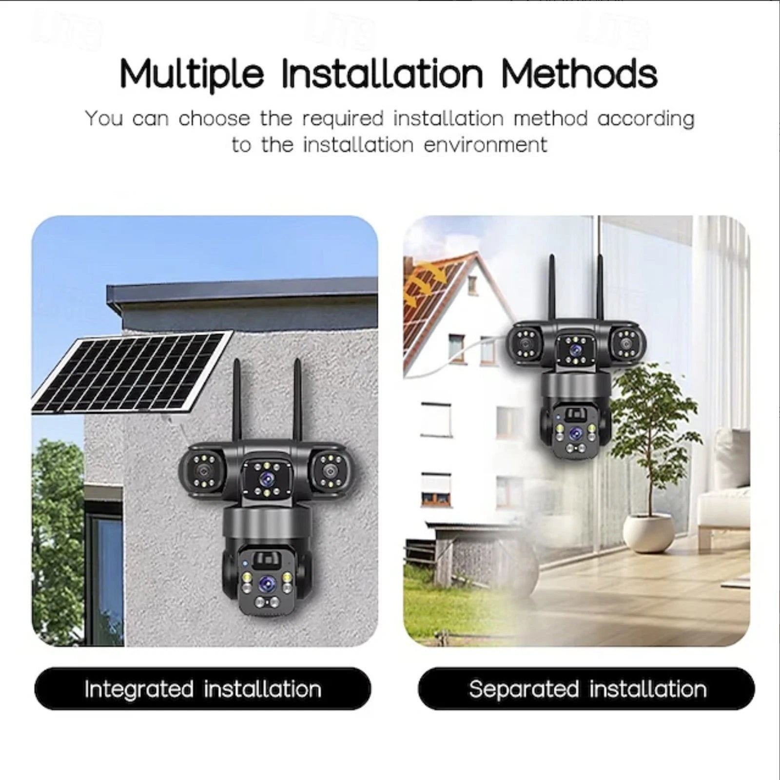 4G Solar Security Camera 6MP Triple Lens PTZ IP66 Night Vision V380Pro