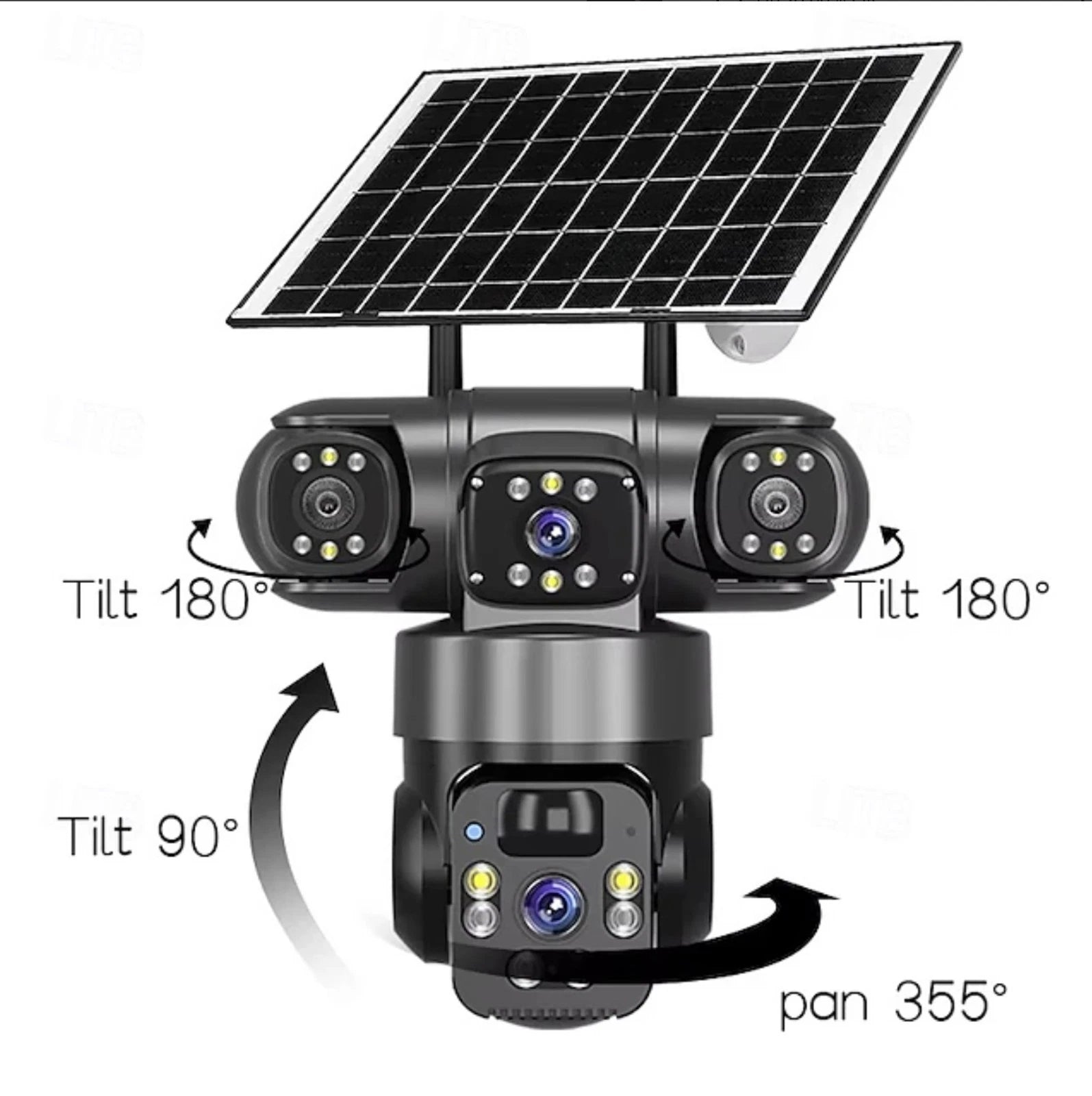 4G Solar Security Camera 6MP Triple Lens PTZ IP66 Night Vision V380Pro