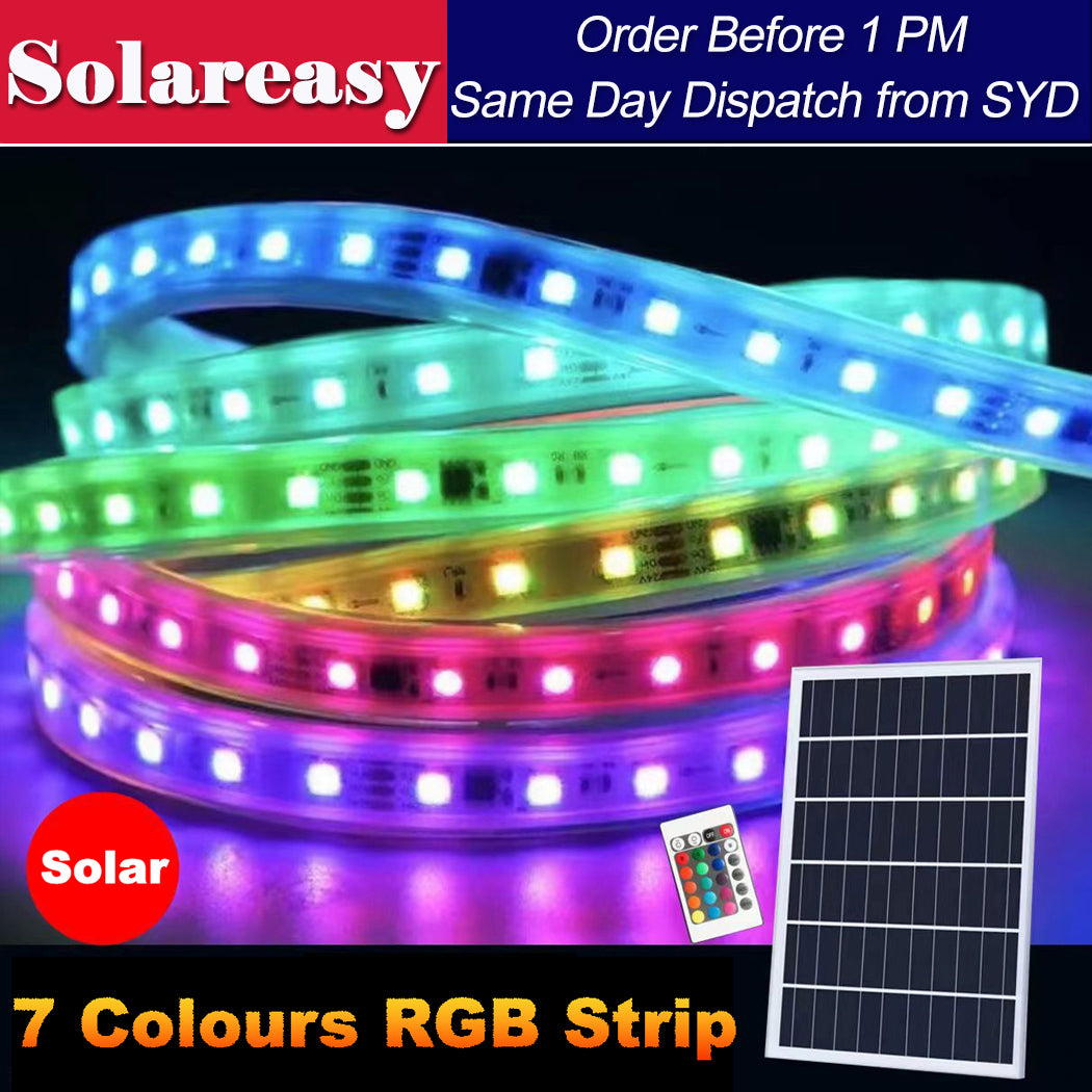 RGB Colour Solar Powered LED Strip Garden Light Large Panel Super right