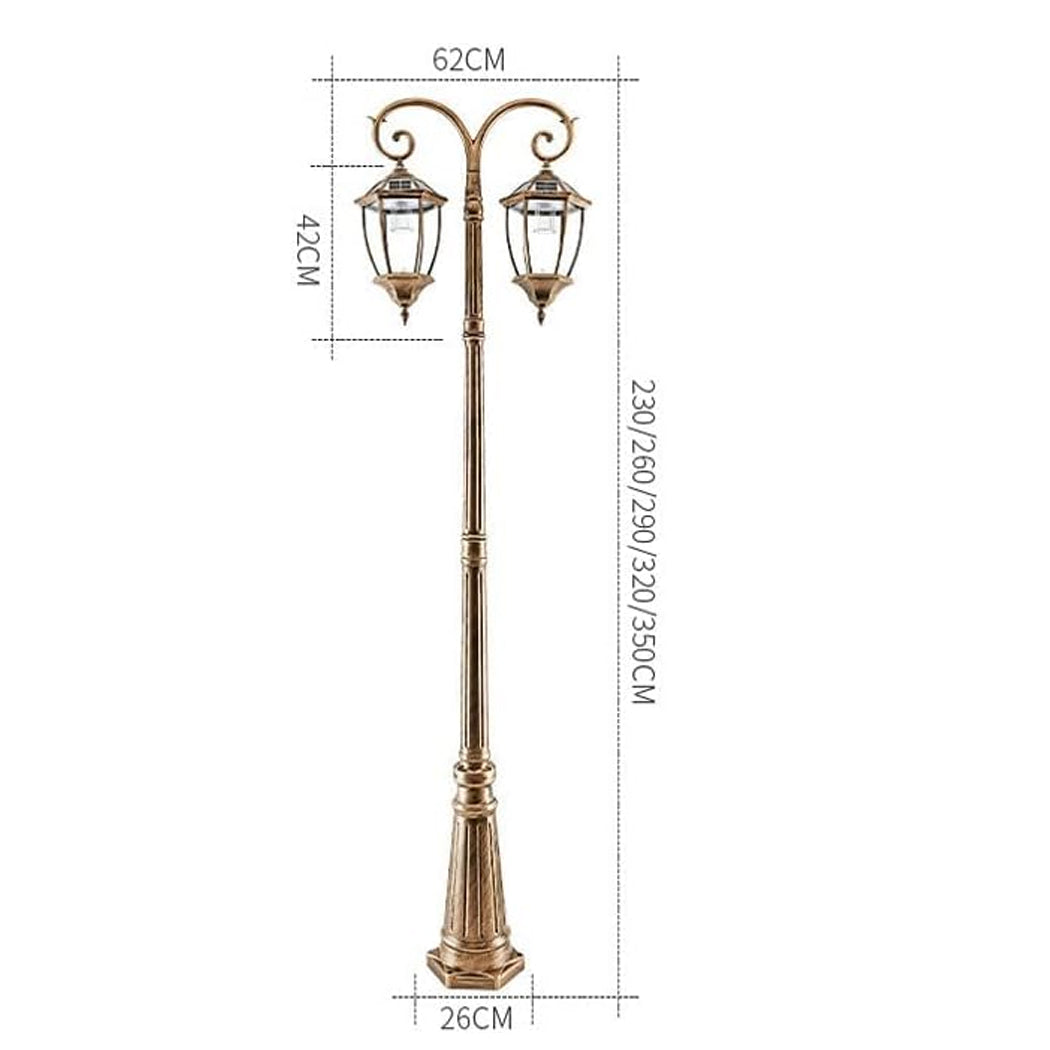 Double Head Antique Solar Coach Post Light Bronze Clear Glass street Lantern Hexagonal