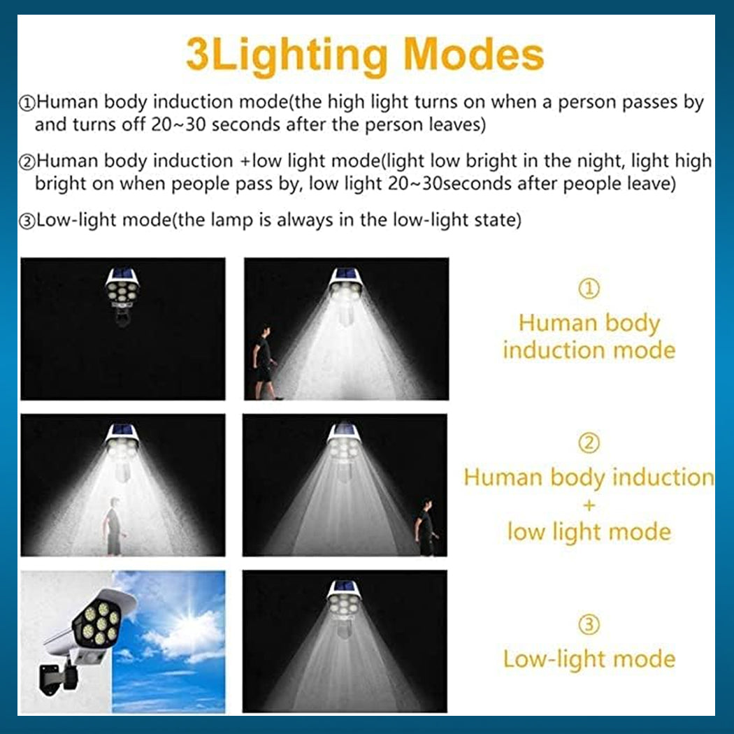 Solar Dummy Security Camera Spotlight Fake Solar Security Camera Lamp Outdoor Garden Light