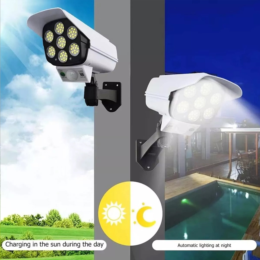Solar Dummy Security Camera Spotlight Fake Solar Security Camera Lamp Outdoor Garden Light