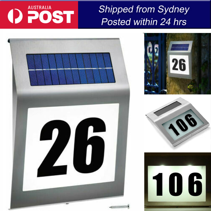 LED House Door Address Sign Number Solar Home Street Address Plaque Modern