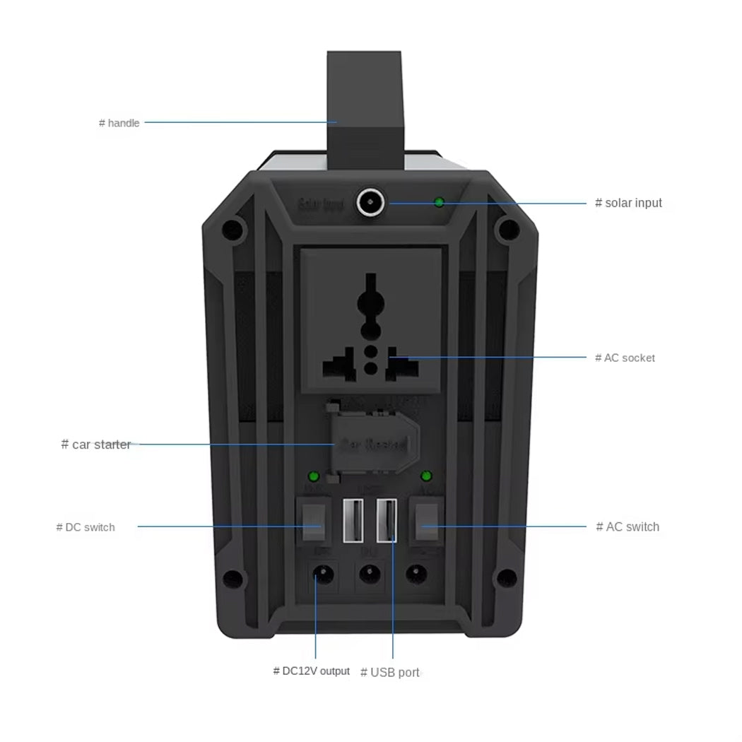 Portable 500W Solar Power Generator Pure Sine Wave Inverter Home Using 220V TV Laptop Off-grid System