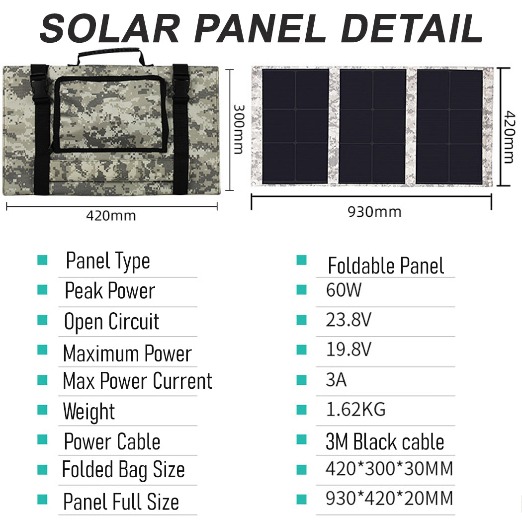 Portable 500W Solar Power Generator Pure Sine Wave Inverter Home Using 220V TV Laptop Off-grid System