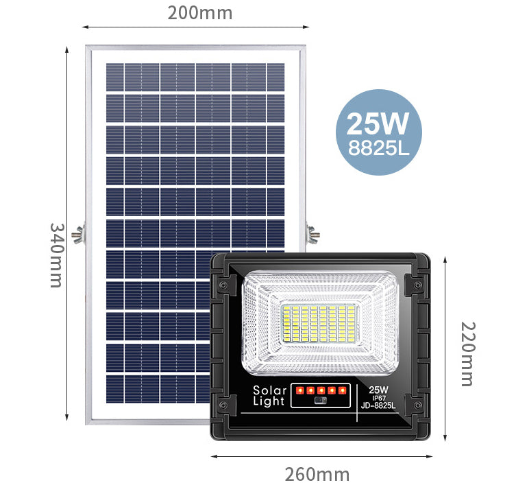 25W LED Solar Street Flood Lights - Ultra Bright, Premium-grade 12-hour automatic illumination JD8825