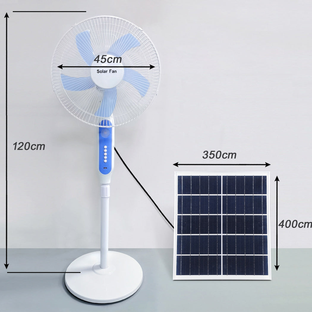 Solar Powered Pedestal Fan Stand Fan Outdoor Indoor AC Adapter Caravan Solar Fan