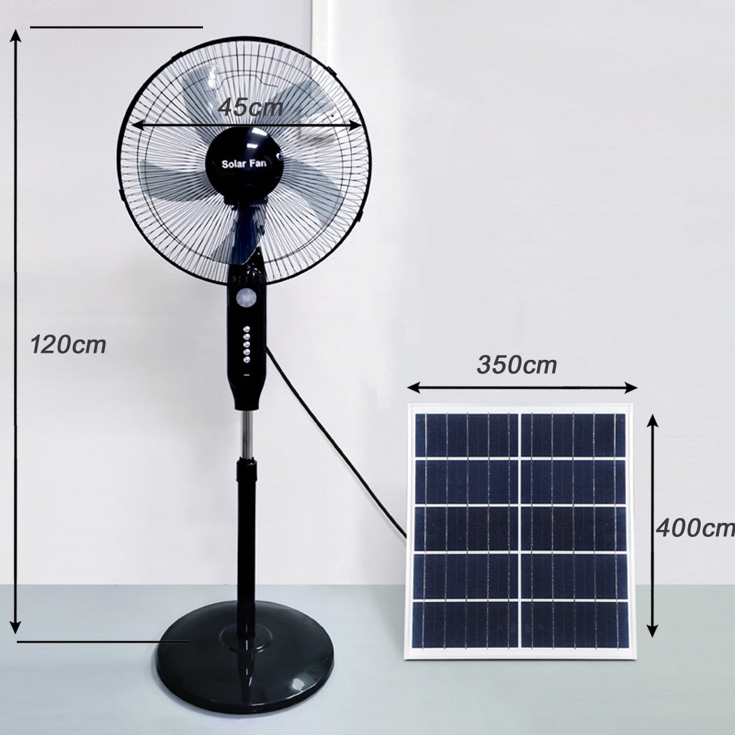 Solar Powered Pedestal Fan Stand Fan Outdoor Indoor AC Adapter Caravan Solar Fan