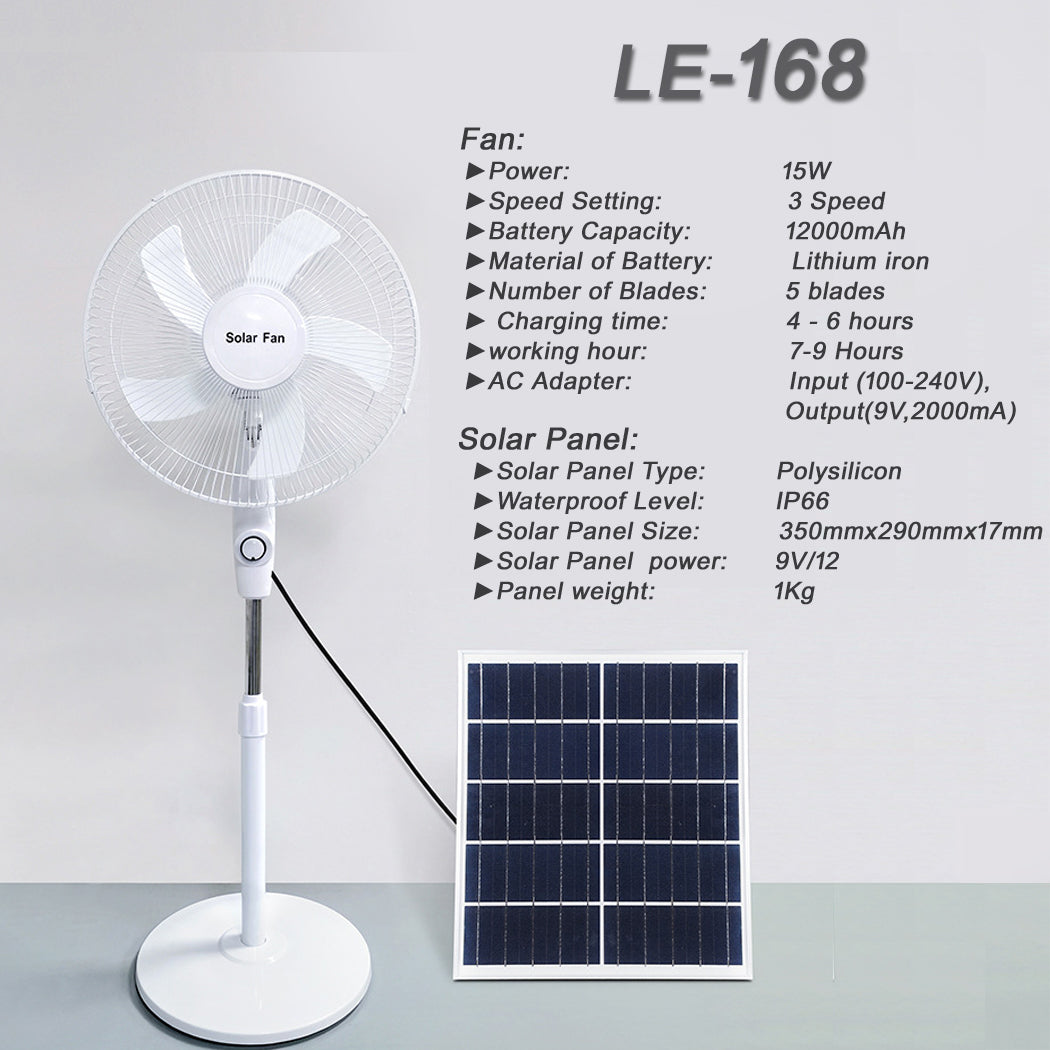 Solar Panel Powered Pedestal Fan Solar Table Fan Outdoor Caravan Solar Fan