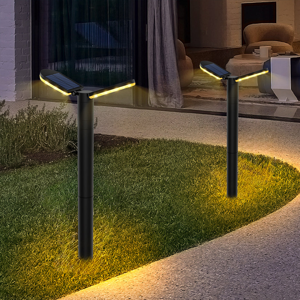 Solar Sidewalk Post Lights, Solar Post Pathway light with cool White and Warm White LED for Lawn, Yard, Garden