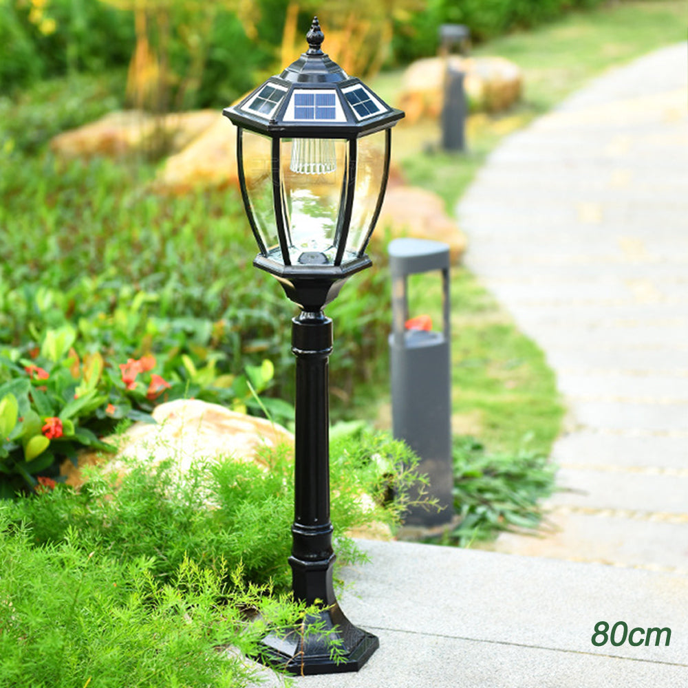 Victorian Solar Lamp Post Light Clear Glass Lantern classic Solar Column Lights Yard Lawn Walkway