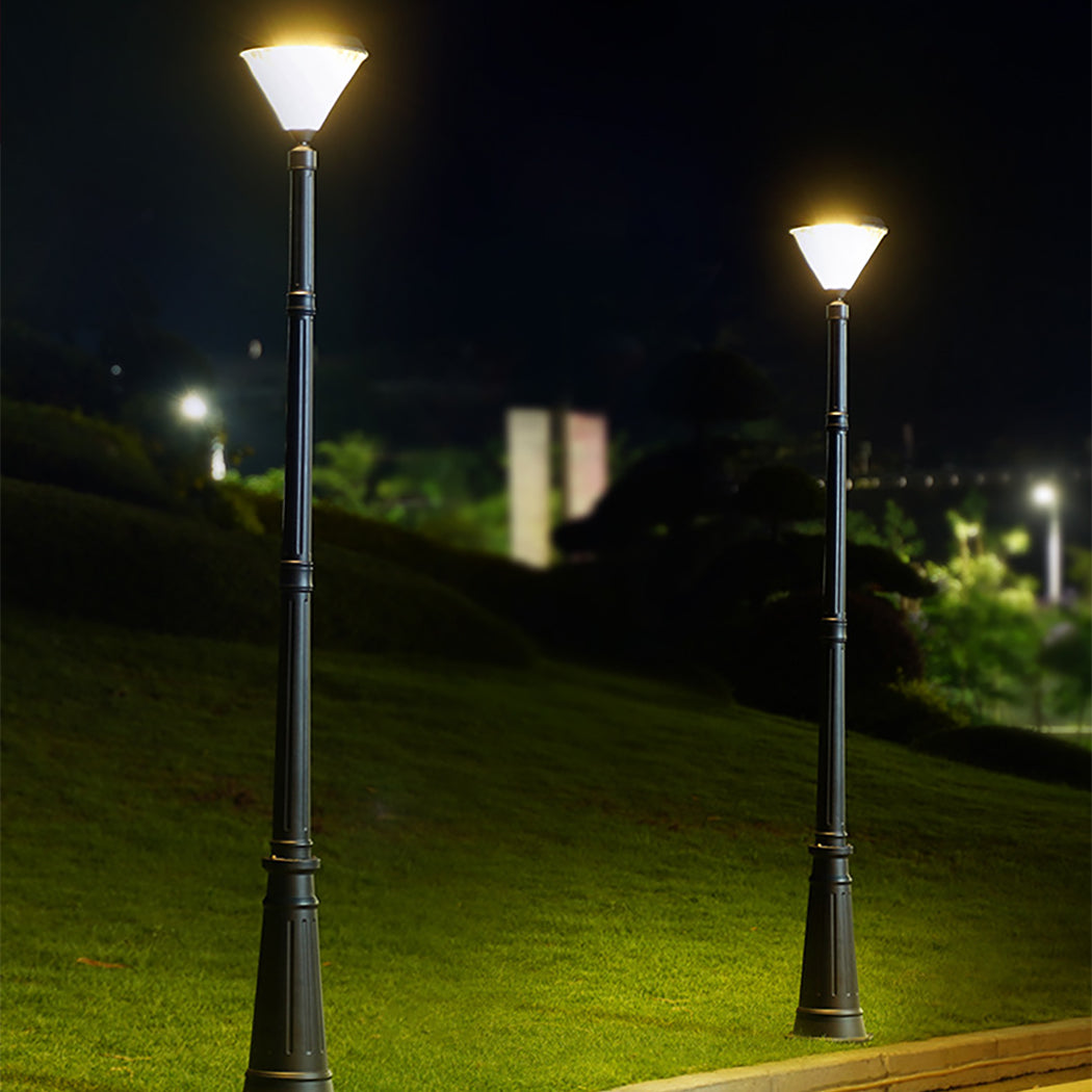 Double Head Solar Post Light 2 Head Solar Street Lantern Flat Top Lawn Walkway