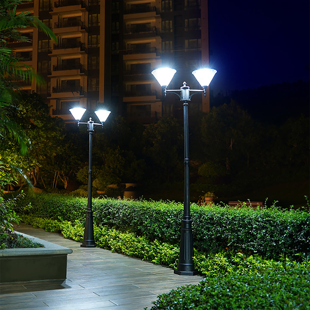 Solar Flat Top Post Light Solar Lamp Post Street Lamp Lantern Round Yard Lawn Walkway