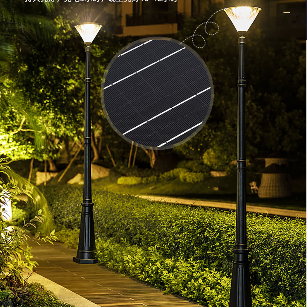 Solar Flat Top Post Light Solar Lamp Post Street Lamp Lantern Round Yard Lawn Walkway