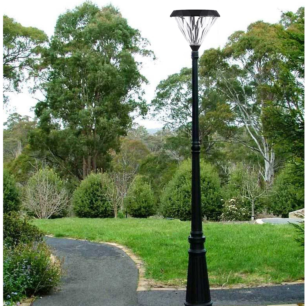 Solar Flat Top Post Light Solar Lamp Post Street Lamp Lantern Round Yard Lawn Walkway