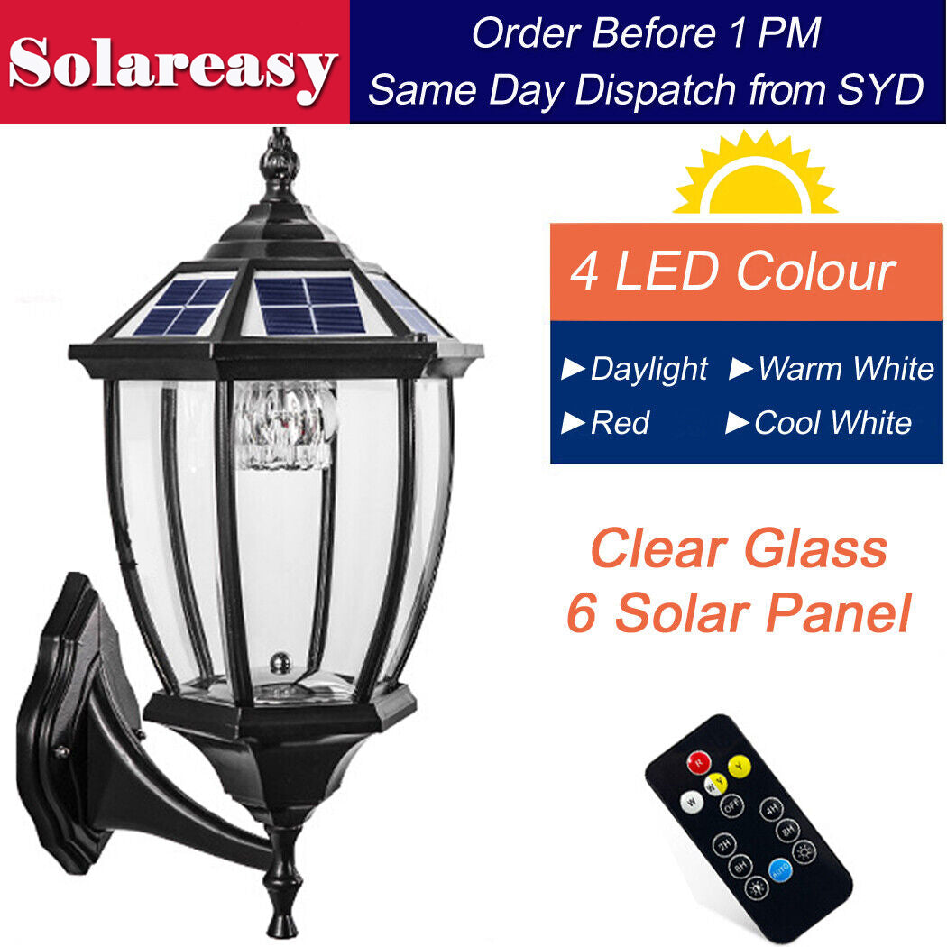 Solar Wall Light Hexagonal Solar Wall Lamp Clear Glass Gate Outdoor Front Door