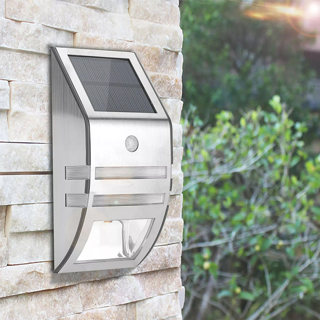 Solar Wall Light Solar Fence Lights PIR Motion Sensor Stainless Steel