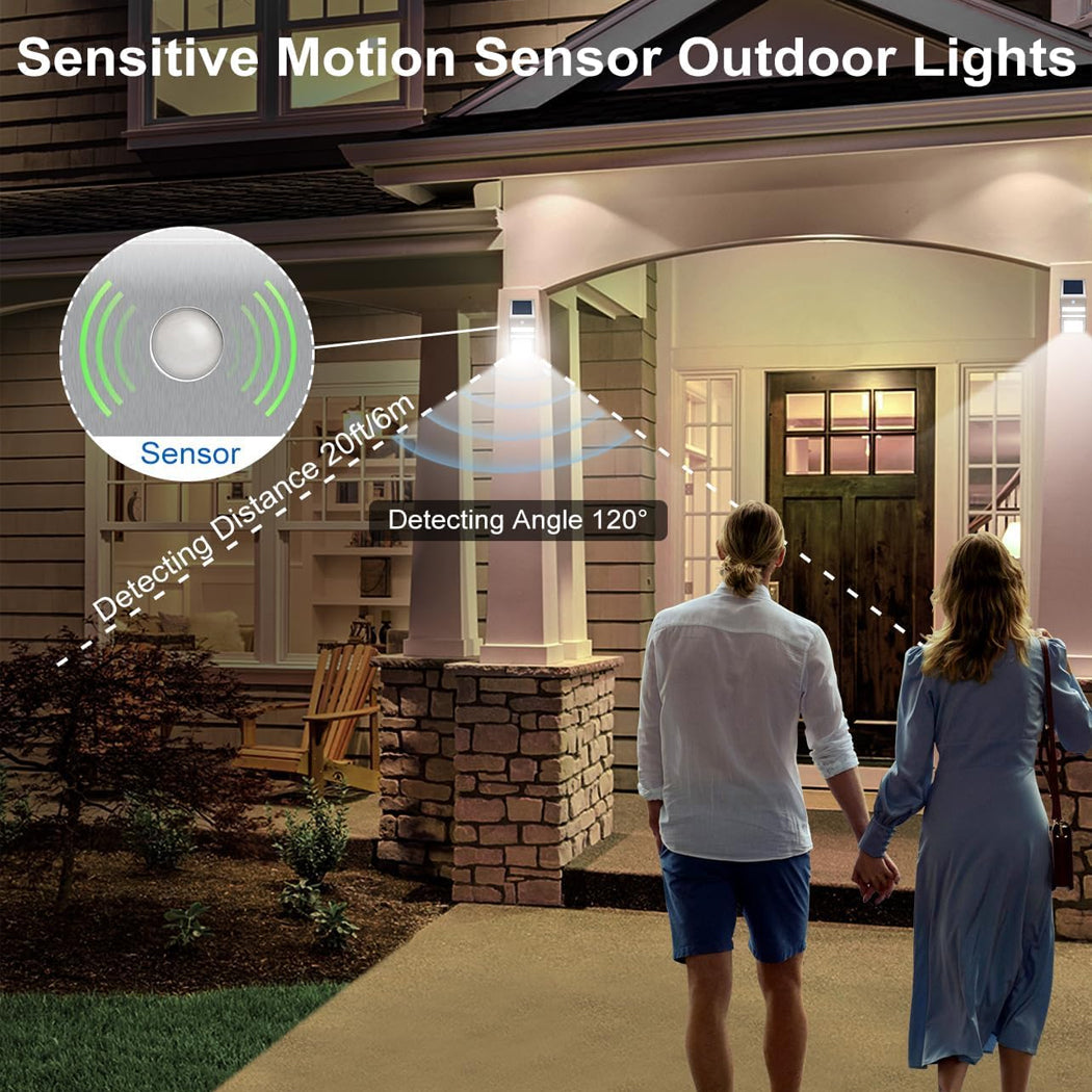 Solar Wall Light Solar Fence Lights PIR Motion Sensor Stainless Steel