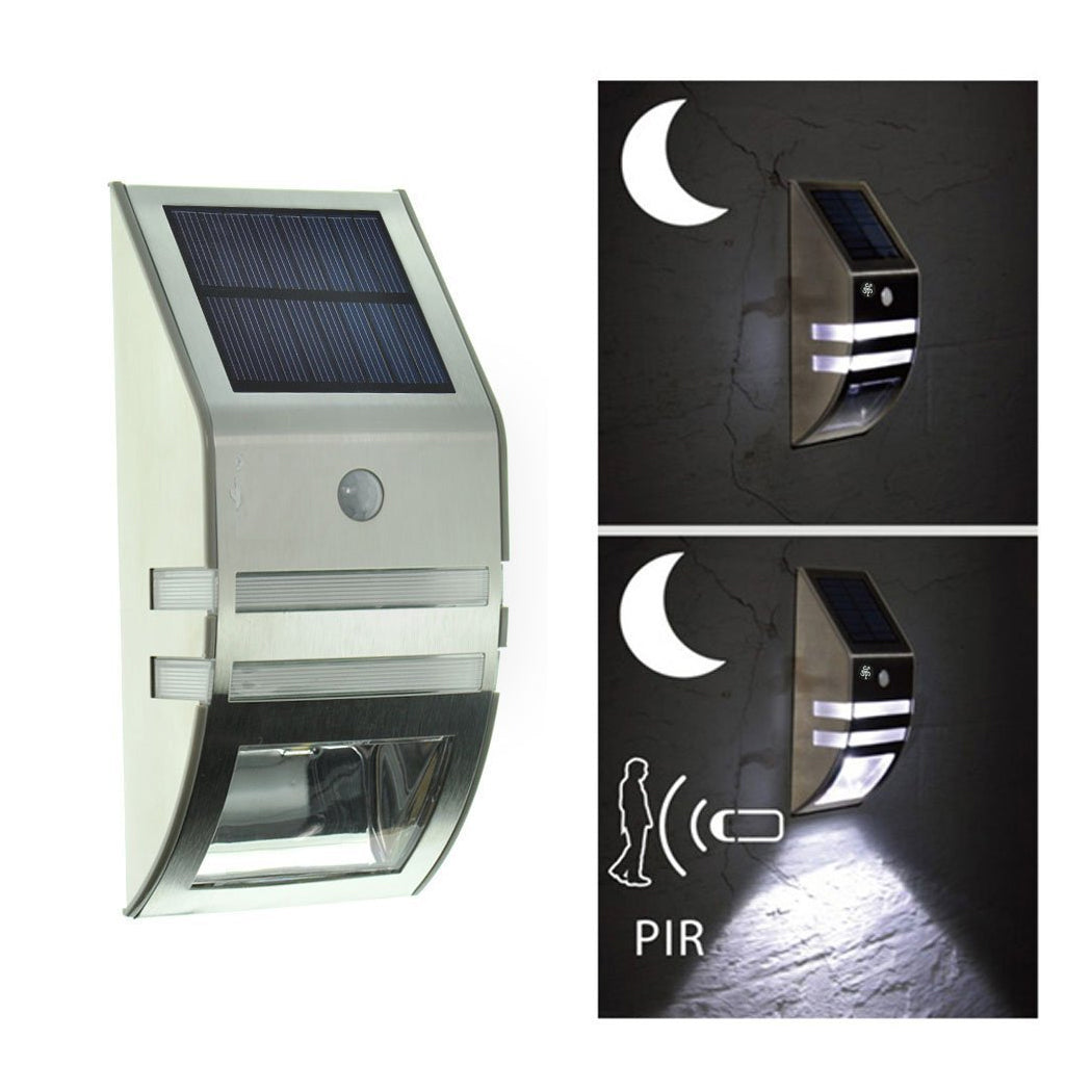 Solar Wall Light Solar Fence Lights PIR Motion Sensor Stainless Steel