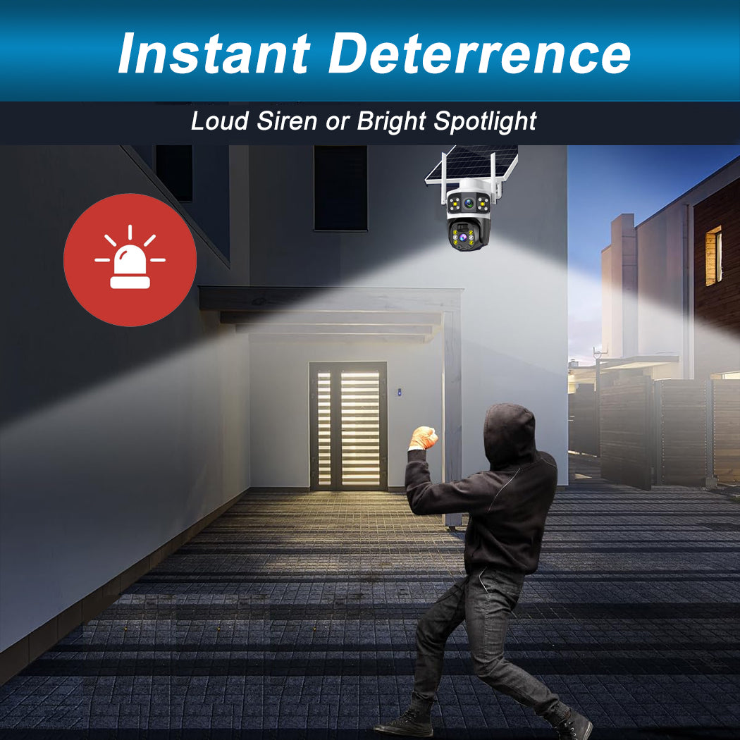 4G Solar Powered Security Camera dual Panel Rechargeable Full Colour Night Vision AI tracking