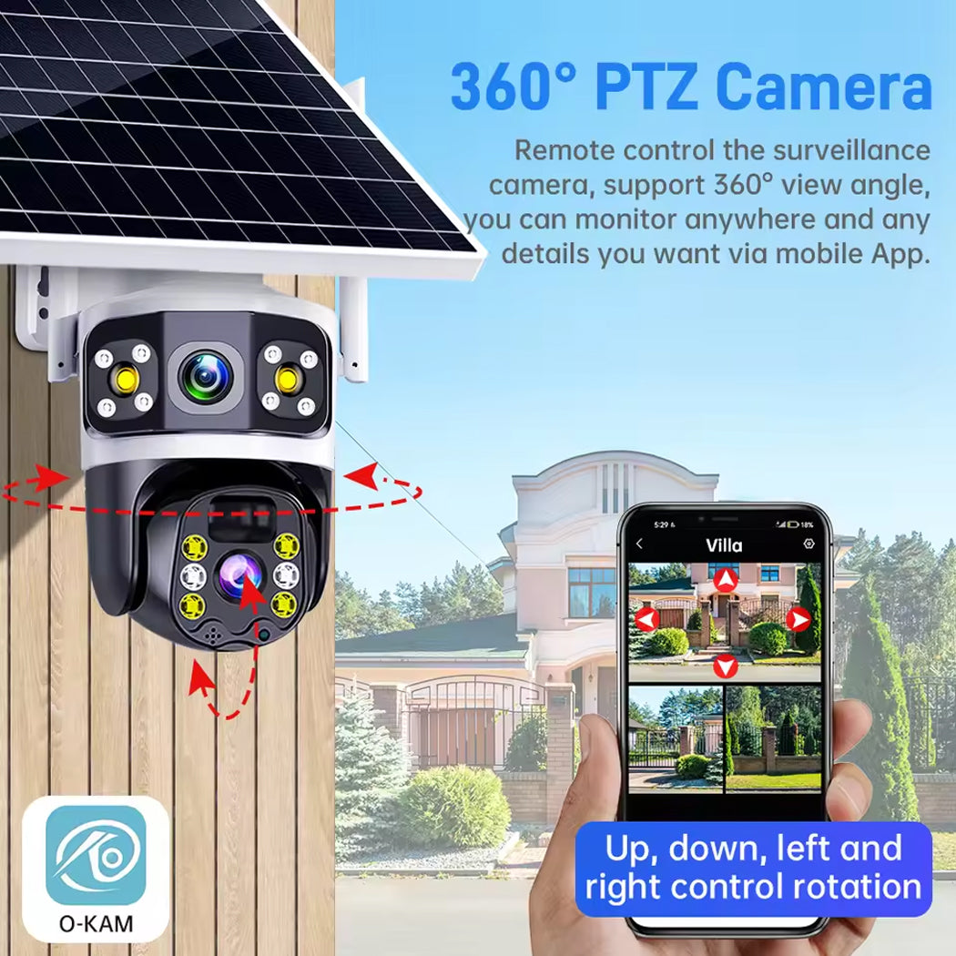 4G Solar Powered Security Camera dual Panel Rechargeable Full Colour Night Vision AI tracking
