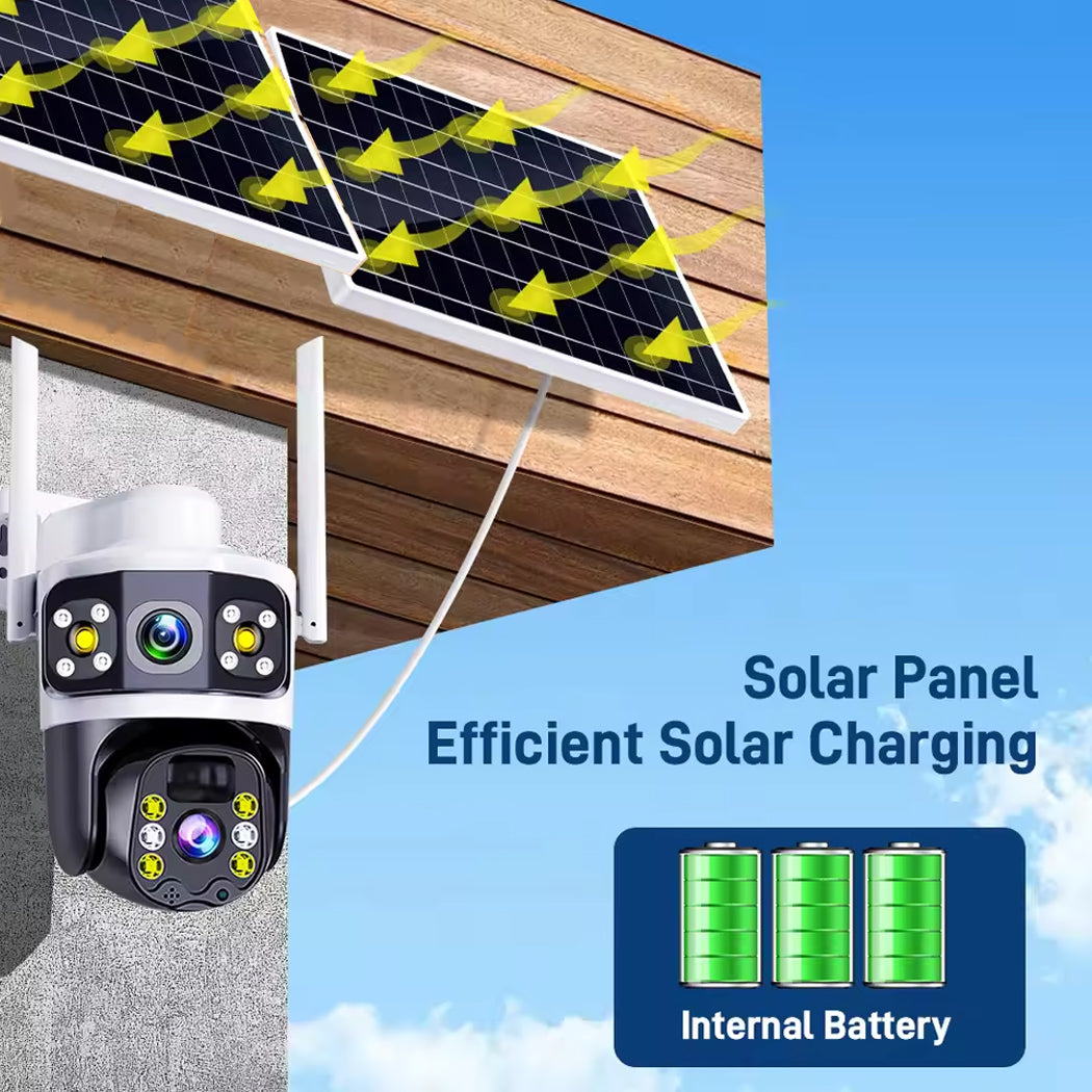 4G Solar Powered Security Camera dual Panel Rechargeable Full Colour Night Vision AI tracking