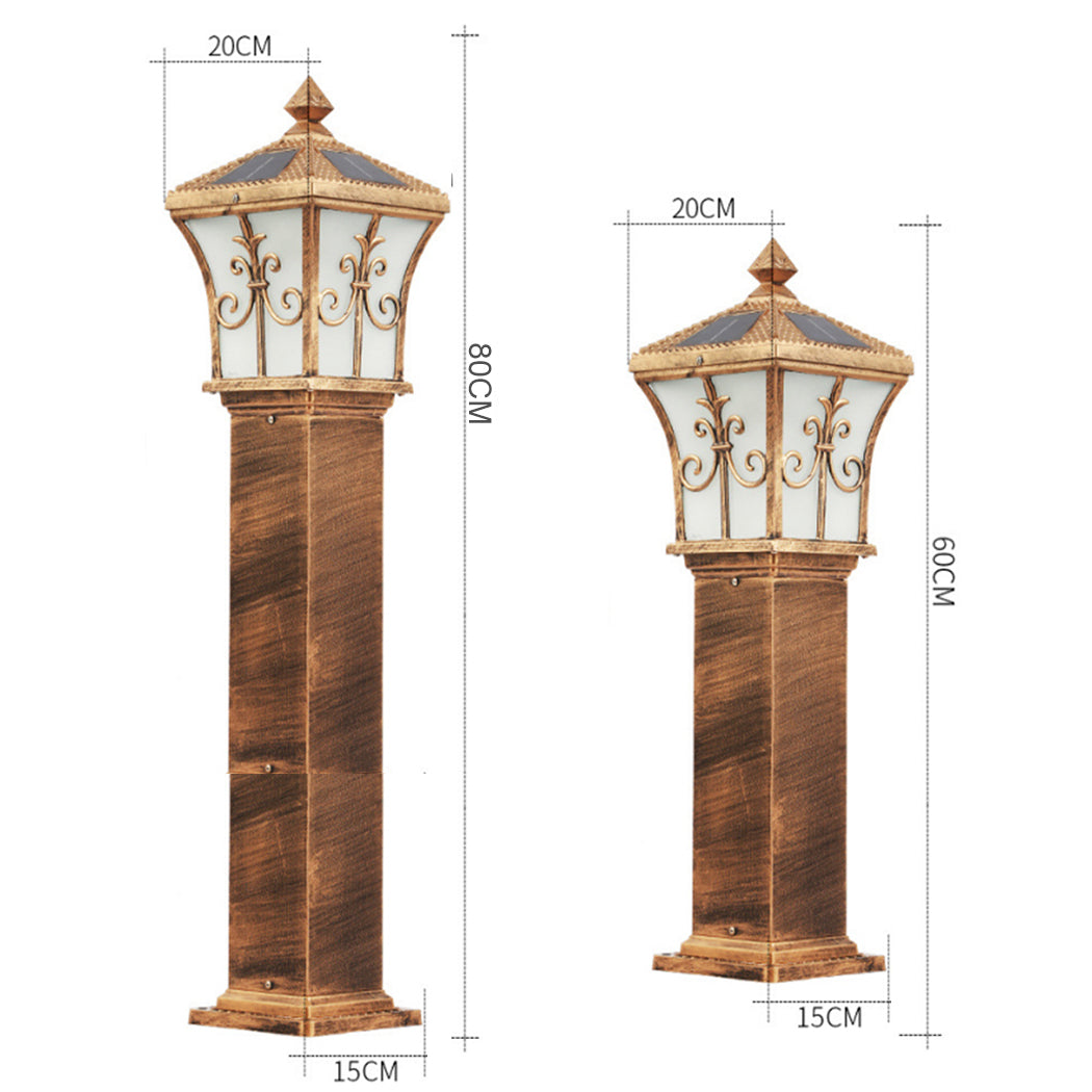 Solar Pillar Lights Outdoor – Vintage Walkway Post Lights for Garden, Yard, Landscape – Waterproof Auto-On LED Lamp