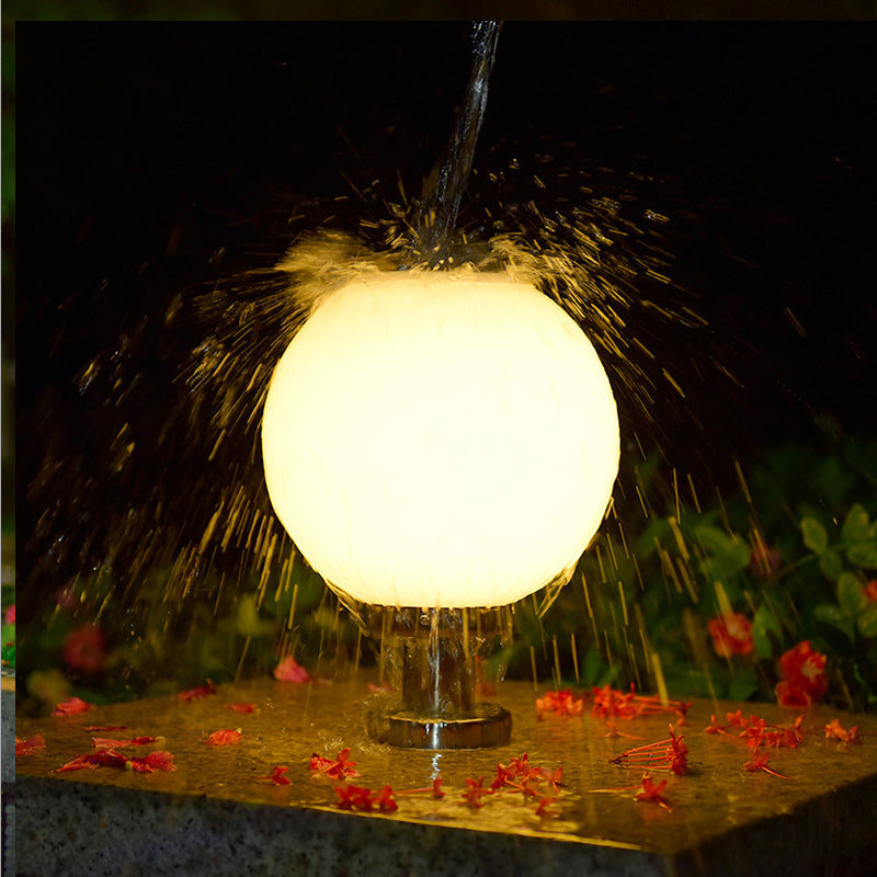 30cm Solar White Spherical Globe Pillar Light 3 Lighting Modes Waterproof Post-Mounted Lights