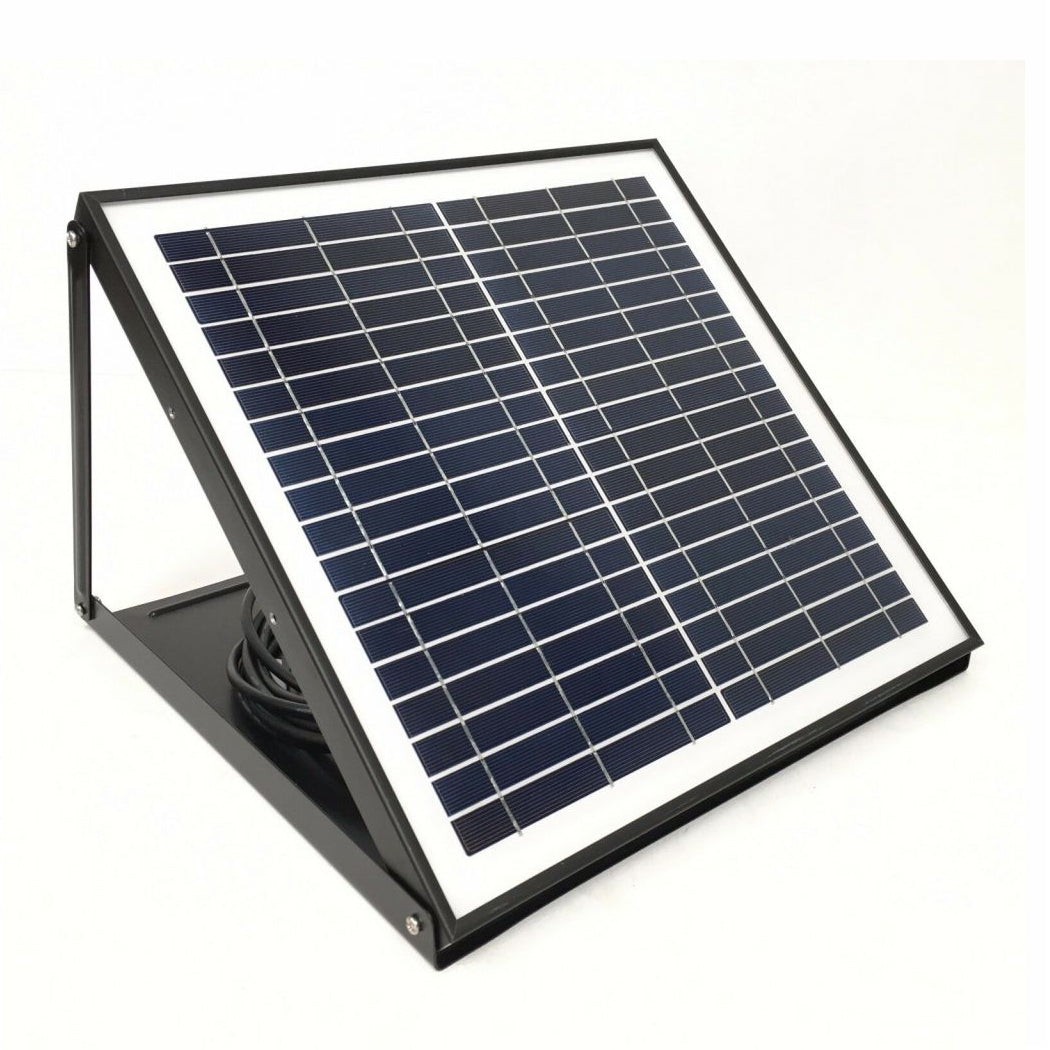 Solar panel for round skylight with adjustable metal frame and 15-meter cable—designed for optimal sun exposure, flexible indoor light placement, and long-lasting performance.