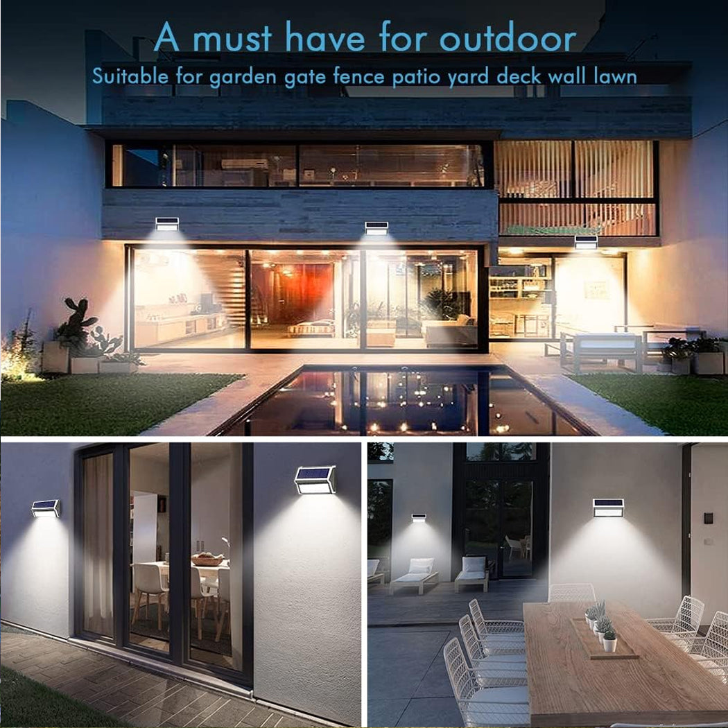 Solar Sensor Wall Light Stainless Steel Warm White DailyLight Super Bright Remote Wterproof