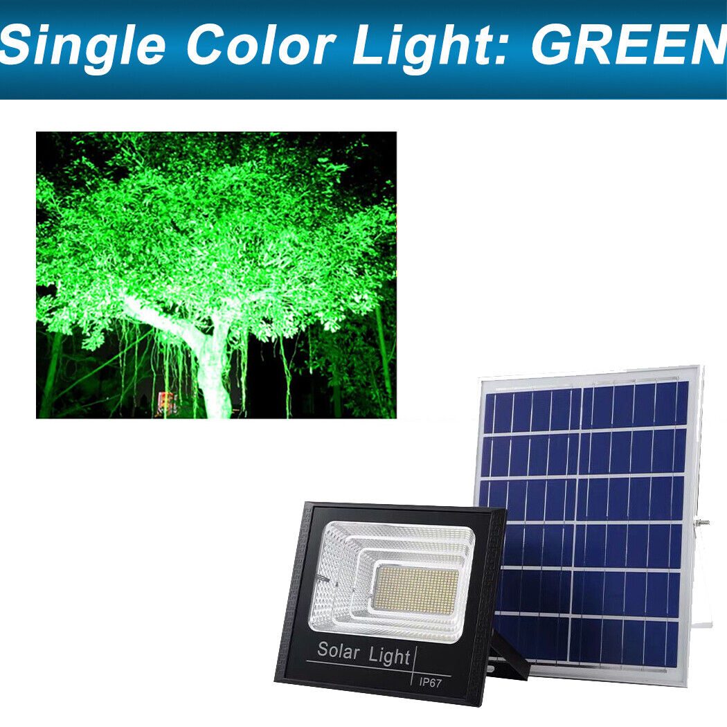 Solar powered Green Colour flood light, dusk-to-dawn, remote control, Perfect for festive lighting, Halloween, Christmas, or accenting garages, gardens, and porches