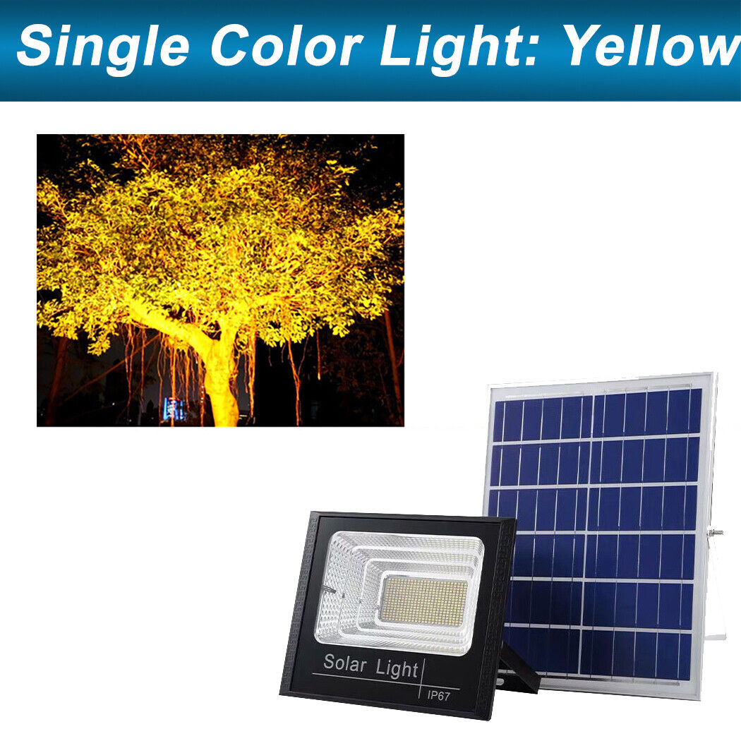 Solar powered Warm White Colour flood light, dusk-to-dawn, remote control, Perfect for festive lighting, Halloween, Christmas, or accenting garages, gardens, and porches