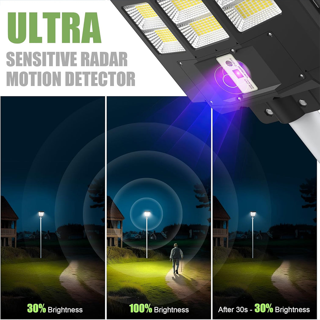 Super Bright 200/300/400W Solar Street Lights Motion Sensor Control Heavy Duty