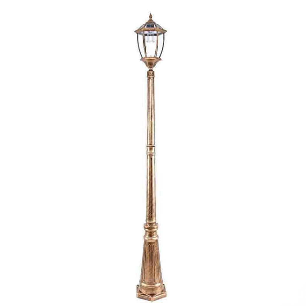 Victorian Solar Lamp Post – Antique Bronze Lantern with Clear Glass Premium Classic Outdoor Column Light for Garden, Lawn & Walkway