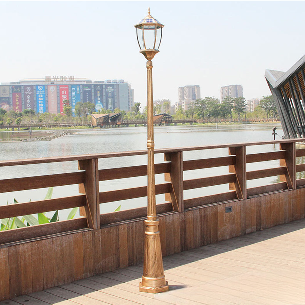 Victorian Solar Lamp Post – Antique Bronze Lantern with Clear Glass Premium Classic Outdoor Column Light for Garden, Lawn & Walkway