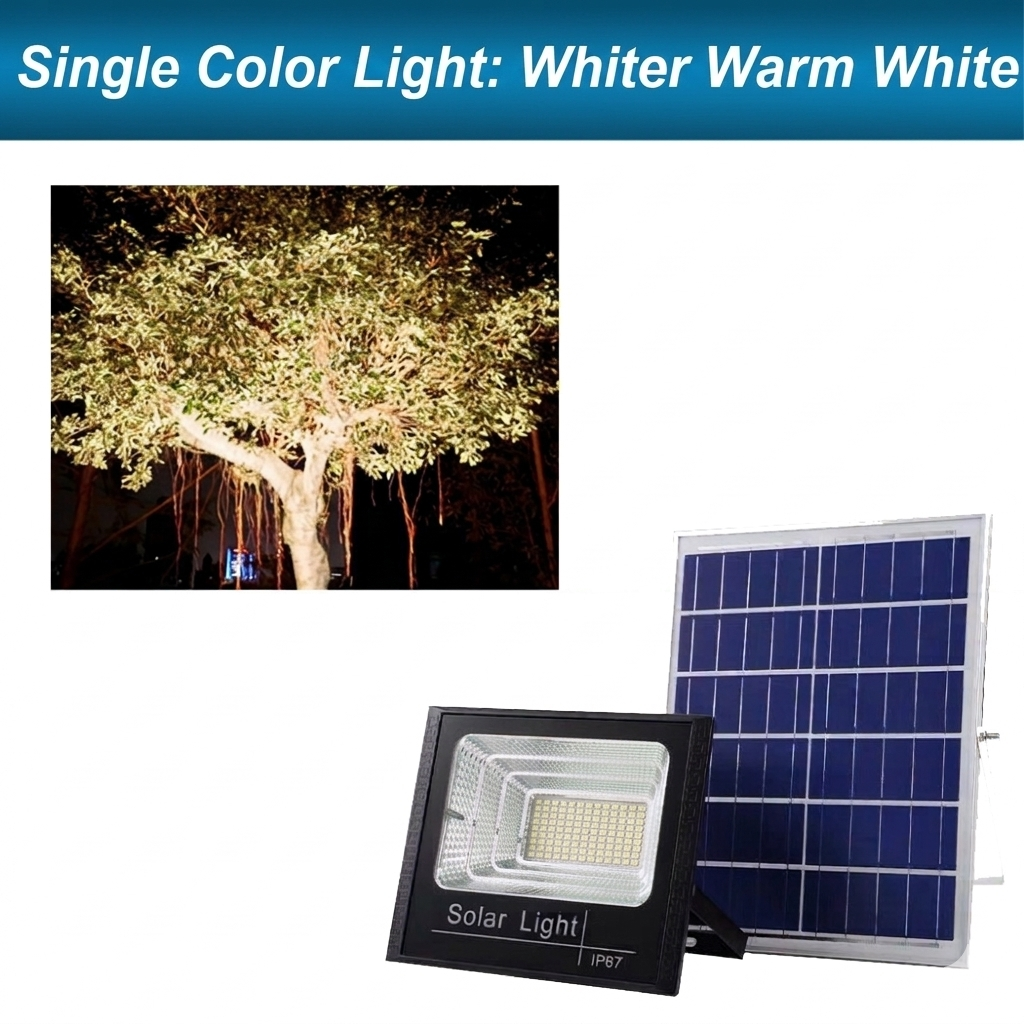 60W Solar-Powered Colour Flood Light - RGB 7 color or Single-color modes all night on remote control