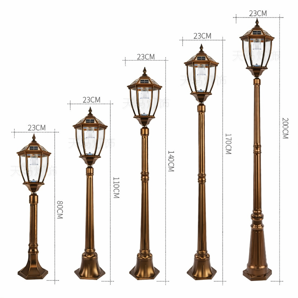 Victorian Solar Post Light - Lamp Post Antique Bronze Lantern with Clear Glass Premium Classic Outdoor Column Light for Garden, Lawn & Walkway