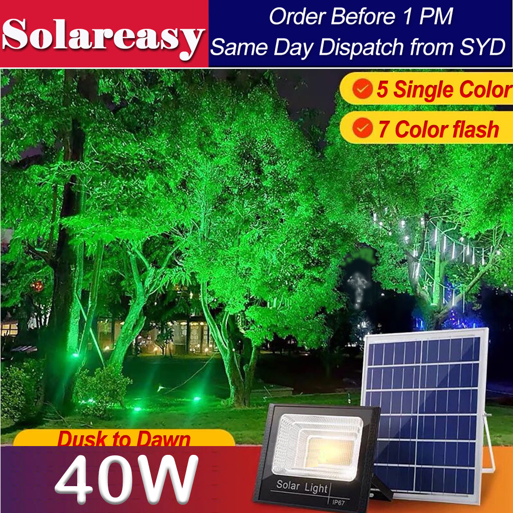 Solar-Powered RGB Flood Light – 7-Color & Single Mode, Dusk-to-Dawn