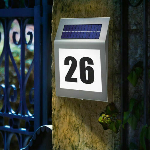 LED House Door Address Sign Number Solar Home Street Address Plaque Modern
