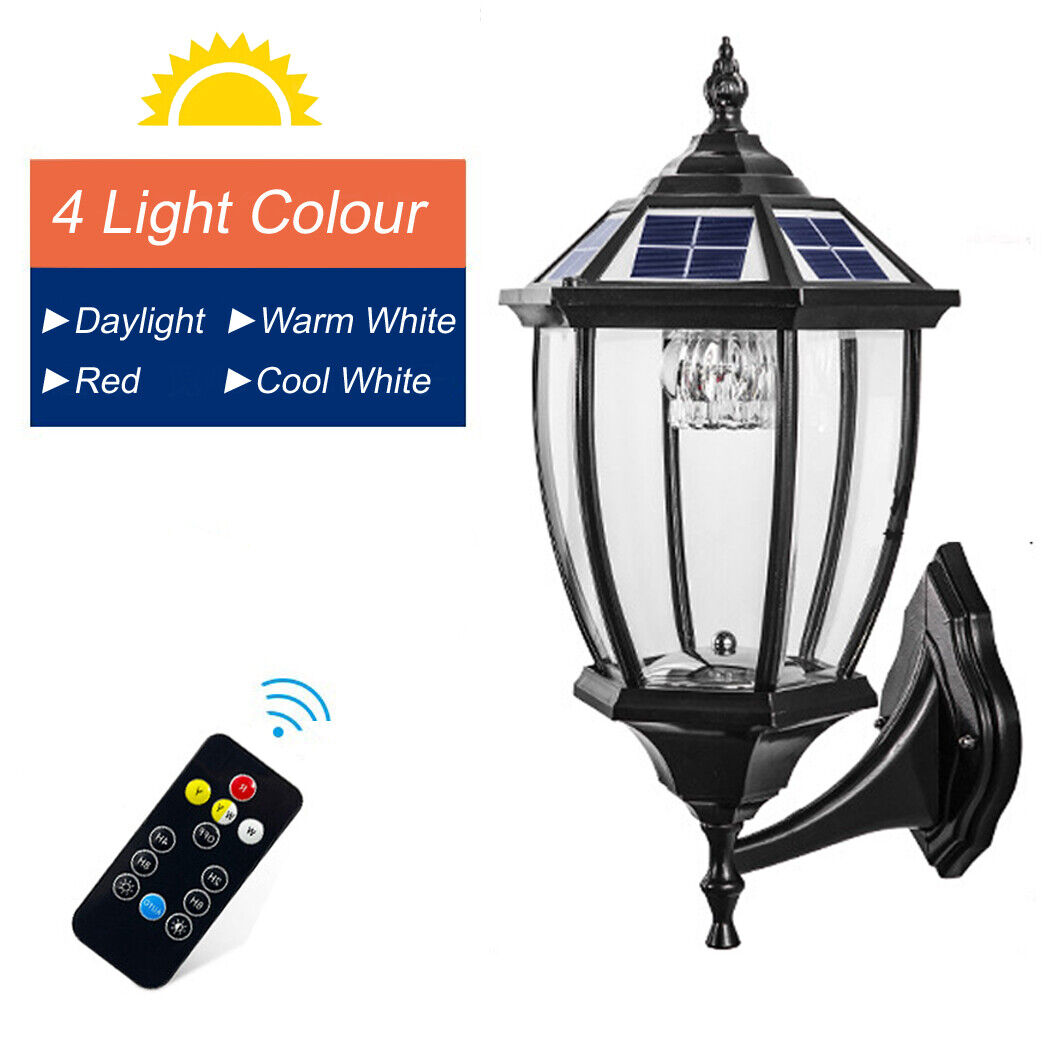 Antique Solar Wall Light Hexagonal Solar Wall Lamp Clear Glass Gate Outdoor Front Door