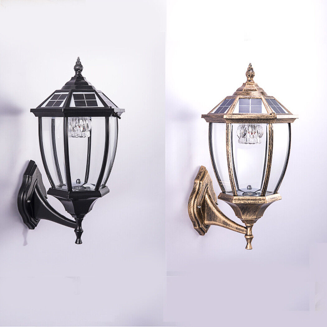 Antique Solar Wall Light Hexagonal Solar Wall Lamp Clear Glass Gate Outdoor Front Door