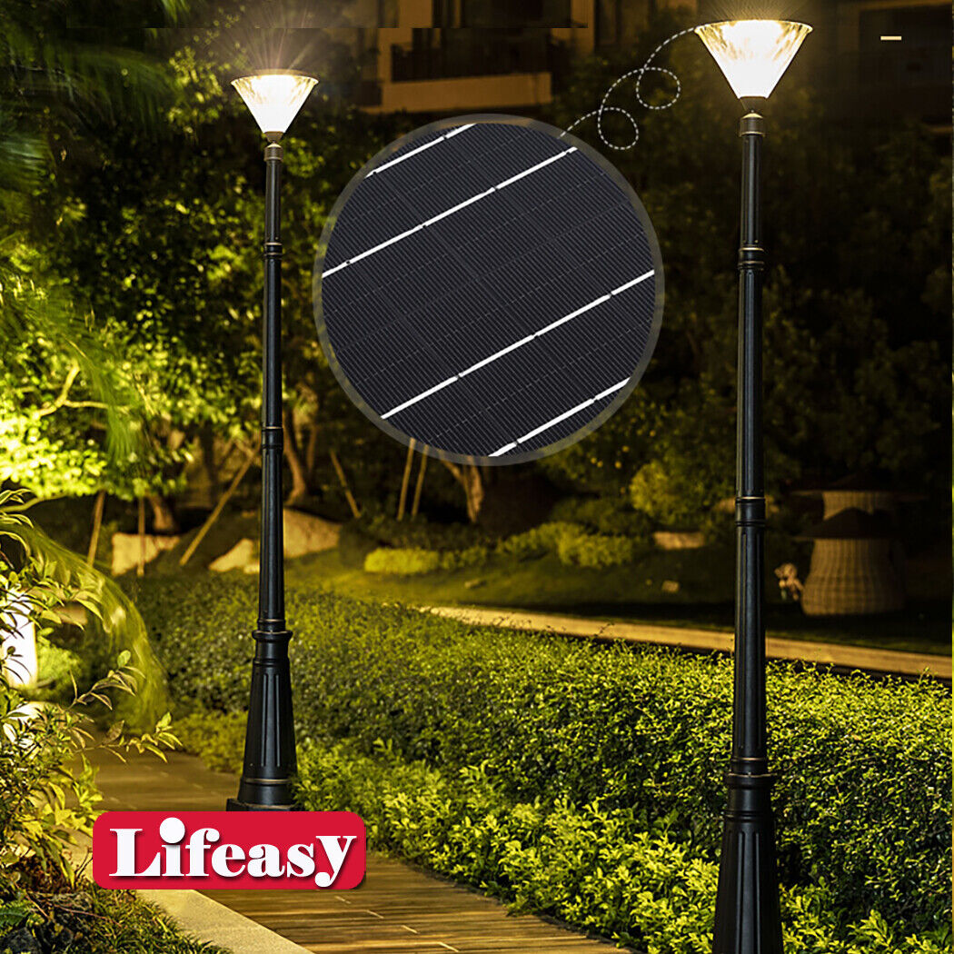 Double Head Solar Post Light 2 Head Solar Street Lantern Flat Top Lawn Walkway