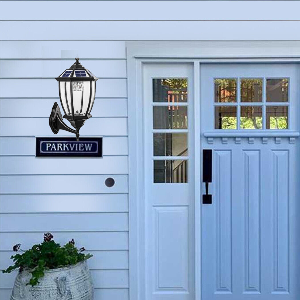 Antique Solar Wall Light Hexagonal Solar Wall Lamp Clear Glass Gate Outdoor Front Door