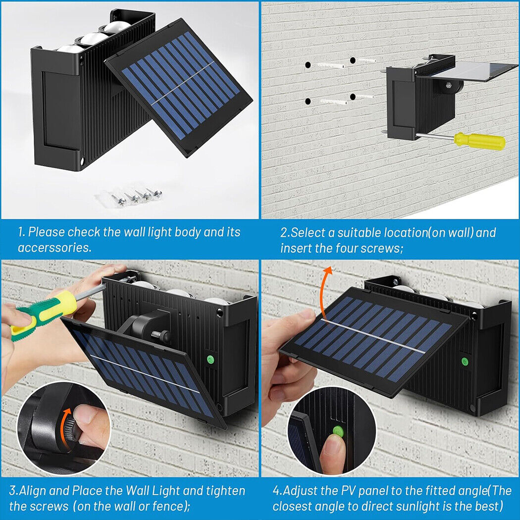 Solar Wall Lights Decorative Outdoor Waterproof IP65 Adjustable Panel Up Down