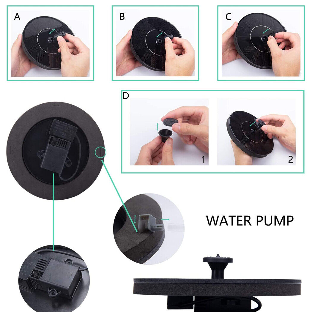 Floating Solar fountain Watering Submersible Pump Pond Pool Garden Aquari