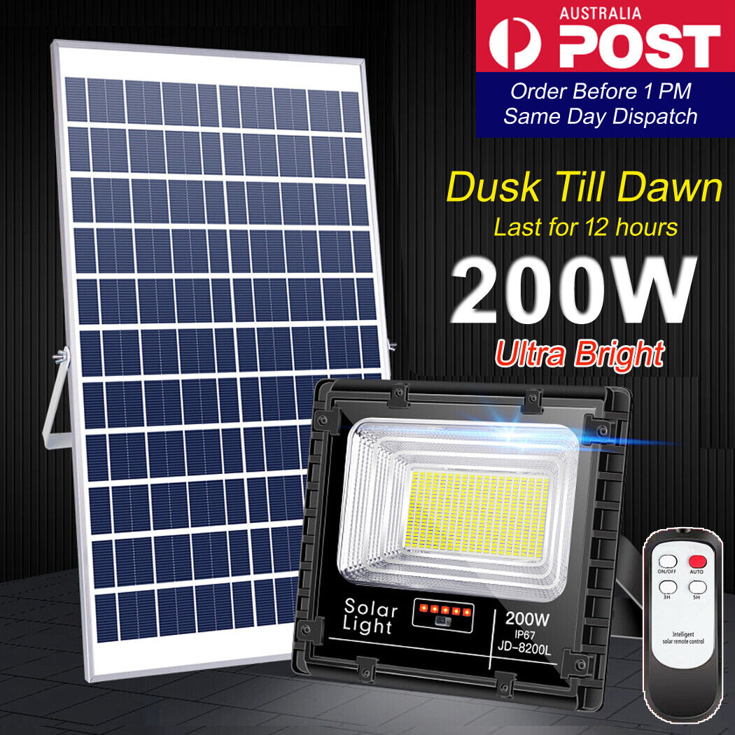 Experience powerful illumination with our 29700lm solar flood light featuring 400 SMD5730 LEDs. Effortlessly lights up 500m² with dusk-to-dawn automation & remote control. IP66 waterproof, wire-free, and built for all-weather reliability—perfect for gardens, ranches, and outdoor spaces!